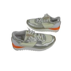Andia Fora women's silk vela sneaker in orange multi -39/9